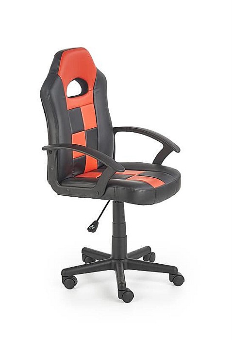 Scaun birou copii HM Storm, piele ecologica, inaltime ajustabila, rotire 360 ˚, 100 kg, negru/rosu [6]