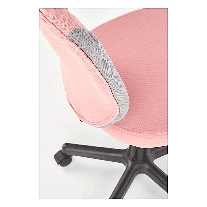 Scaun birou copii HM Toby, ergonomic, cadru polipropilena, rotativ, inaltime reglabila, roti pivotante, 80 kg, gri/roz [4]