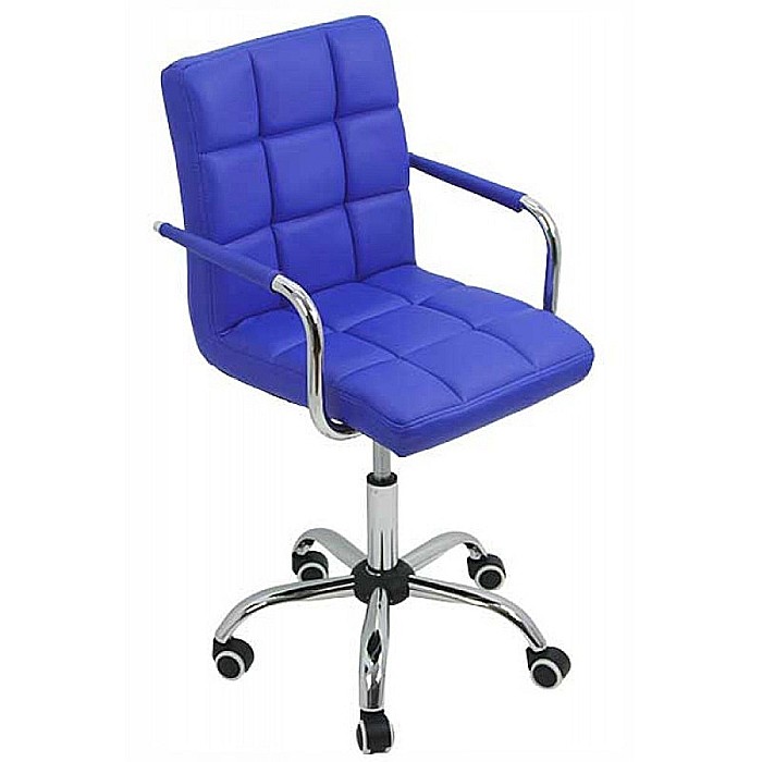 Scaun birou copii OFF 328, piele ecologica, ergonomic, cu brate, inatime ajustabila, 70 kg, albastru [4]