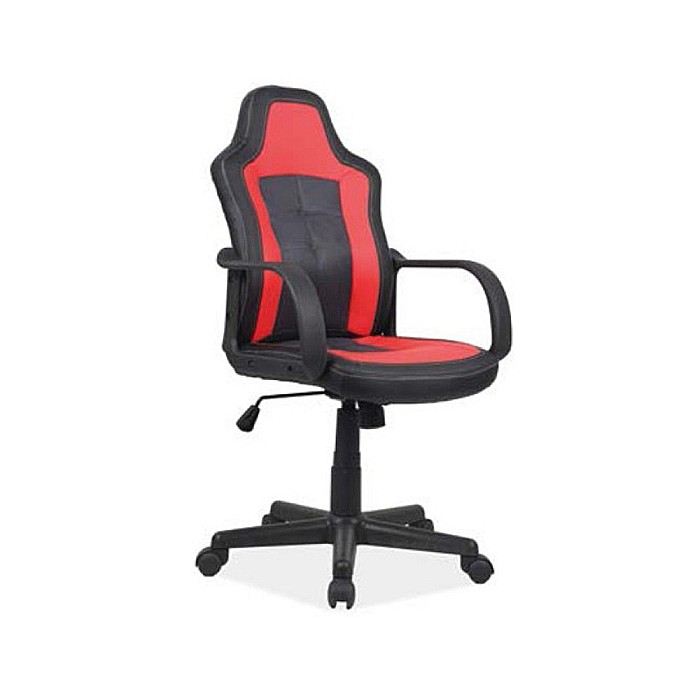 Scaun birou copii SL Cruz, piele ecologica, cadru polipropilena, rotire  360°, pivotant, 80 kg, negru/rosu [1]