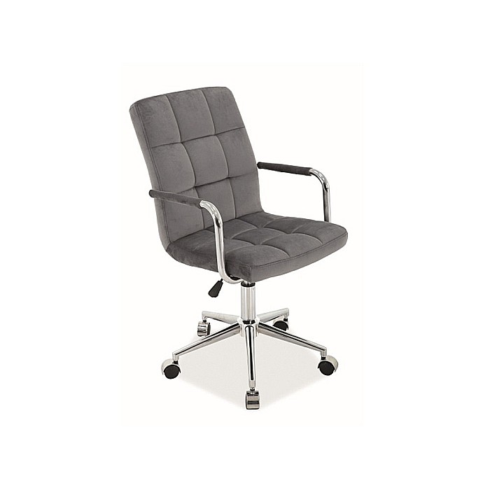 Scaun birou copii velvet SL Q022, baza cromata, inaltime reglabila, rotire  360°, cu brate, 90 kg, gri [1]
