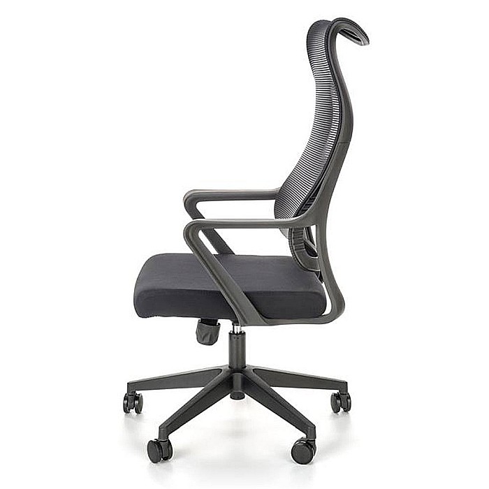 Scaun birou cu mesh Hm Loreto, ergonomic, suport lombar, baza polipropilena, mecanism de balans, inaltime reglabila, material respirabil, 100 kg, negru [9]