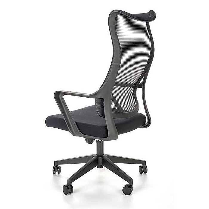 Scaun birou cu mesh Hm Loreto, ergonomic, suport lombar, baza polipropilena, mecanism de balans, inaltime reglabila, material respirabil, 100 kg, negru [5]