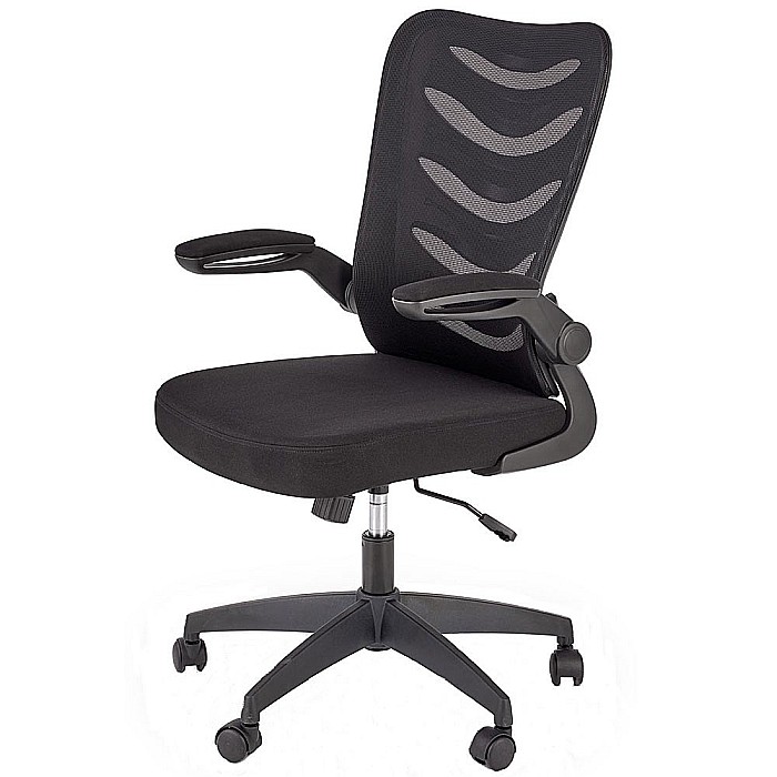 Scaun birou cu mesh HM Lovren, ergonomic, inaltime reglabila, cotiere rabatabile, baza polipropilena, 100 kg, negru [1]