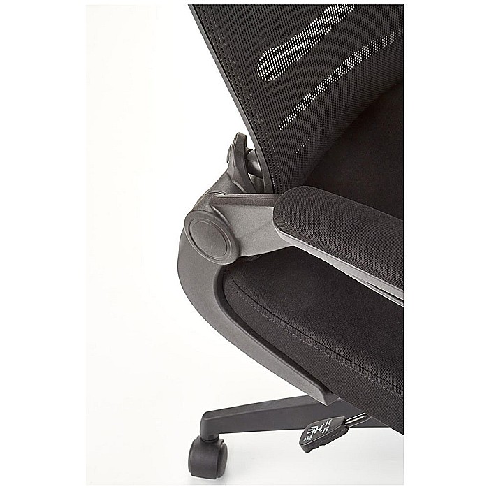 Scaun birou cu mesh HM Lovren, ergonomic, inaltime reglabila, cotiere rabatabile, baza polipropilena, 100 kg, negru [3]