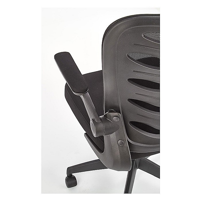 Scaun birou cu mesh HM Lovren, ergonomic, inaltime reglabila, cotiere rabatabile, baza polipropilena, 100 kg, negru [2]