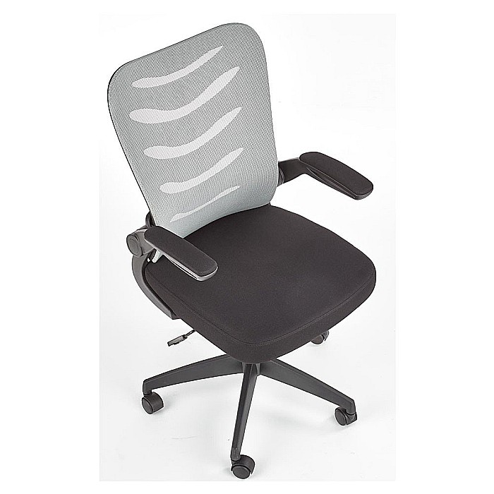 Scaun birou cu mesh HM Lovren, ergonomic, suport lombar, inaltime reglabila, cotiere rabatabile, baza polipropilena, 100 kg, negru/gri [2]
