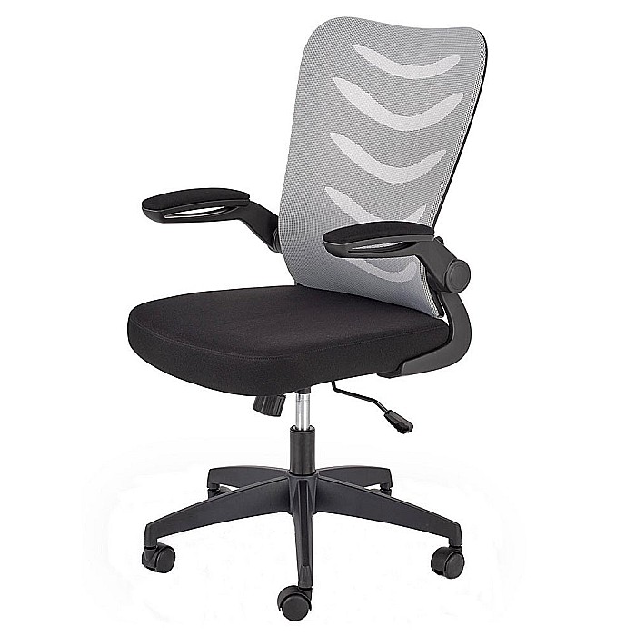 Scaun birou cu mesh HM Lovren, ergonomic, suport lombar, inaltime reglabila, cotiere rabatabile, baza polipropilena, 100 kg, negru/gri [1]