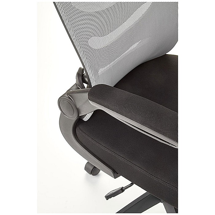 Scaun birou cu mesh HM Lovren, ergonomic, suport lombar, inaltime reglabila, cotiere rabatabile, baza polipropilena, 100 kg, negru/gri [3]