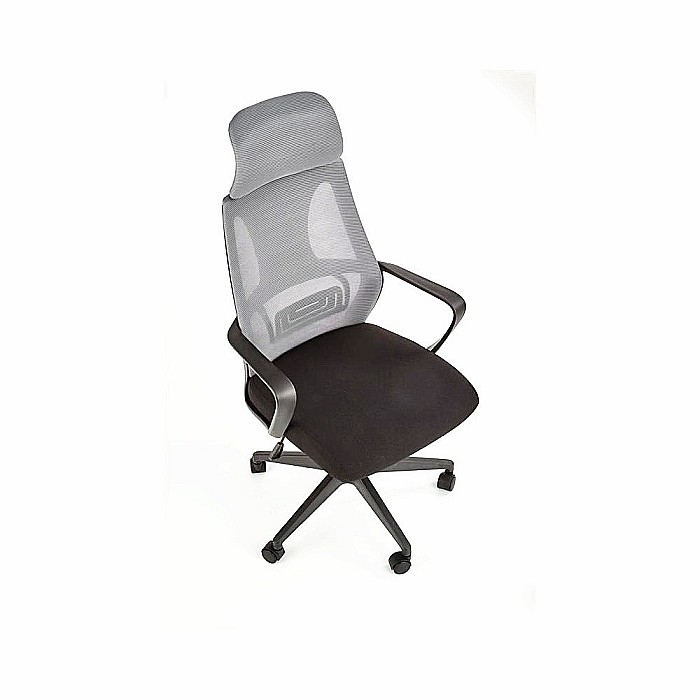 Scaun birou cu mesh HM Valdez, mecanism de balans, cadru polipropilena, suport lombar, tetiera inclusa, roti pivontante, 100 kg, negru/gri [2]