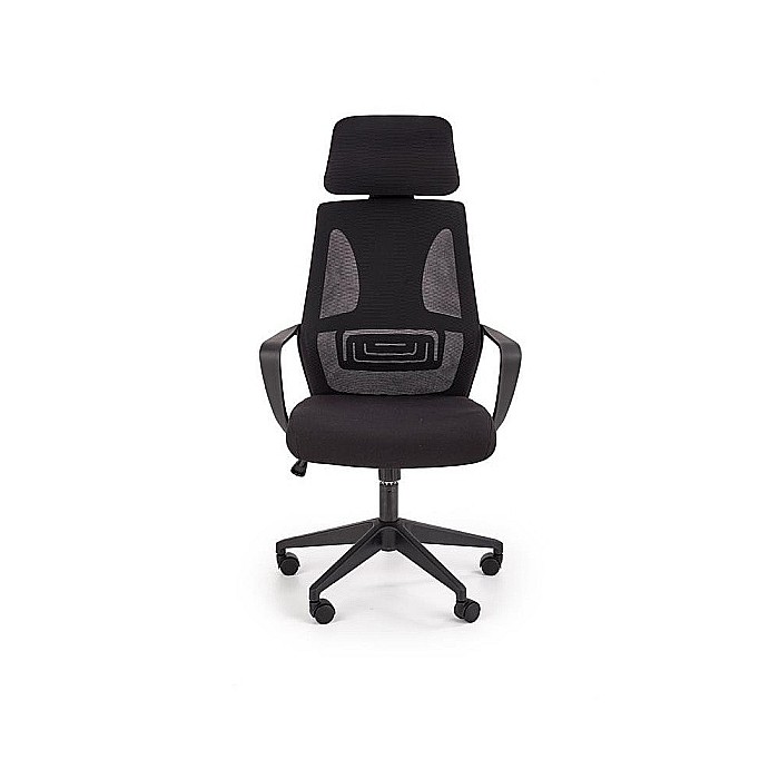 Scaun birou cu mesh HM Valdez, mecanism de balans, cadru polipropilena, suport lombar, tetiera inclusa, 100 kg, negru [7]