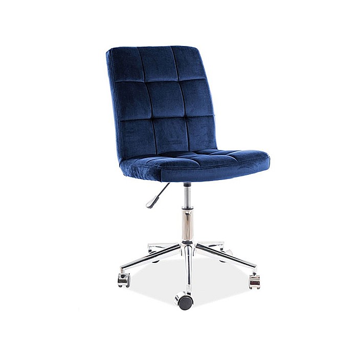 Scaun birou cu stofa tip catifea SL Q020, inaltime reglabila, cadru cromat, rotatie 360°, 90 kg, Albastru [5]
