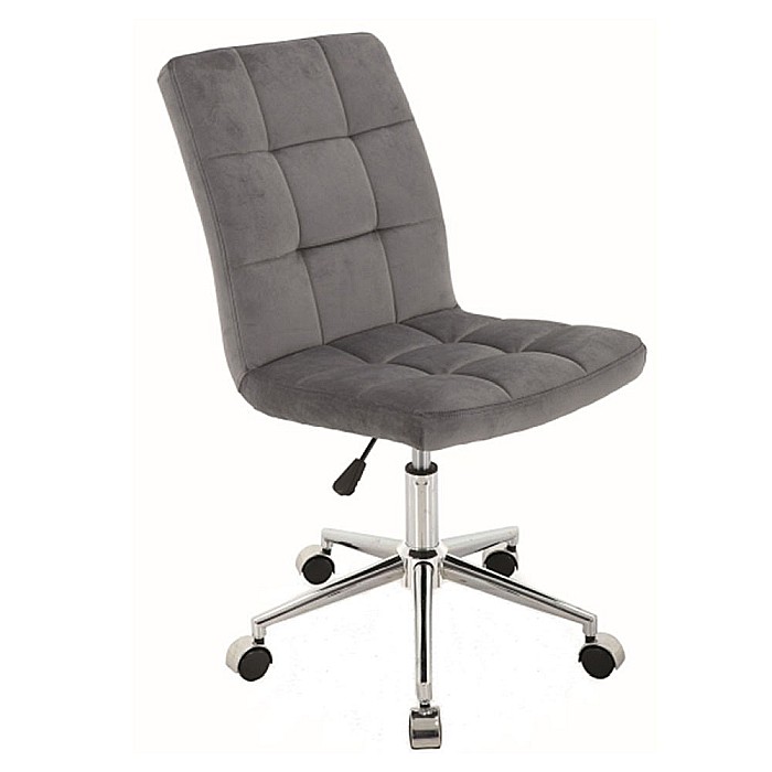 Scaun birou cu stofa tip catifea SL Q020, inaltime reglabila, cadru cromat, rotatie 360°, roti pivotante, 90 kg, Gri [1]