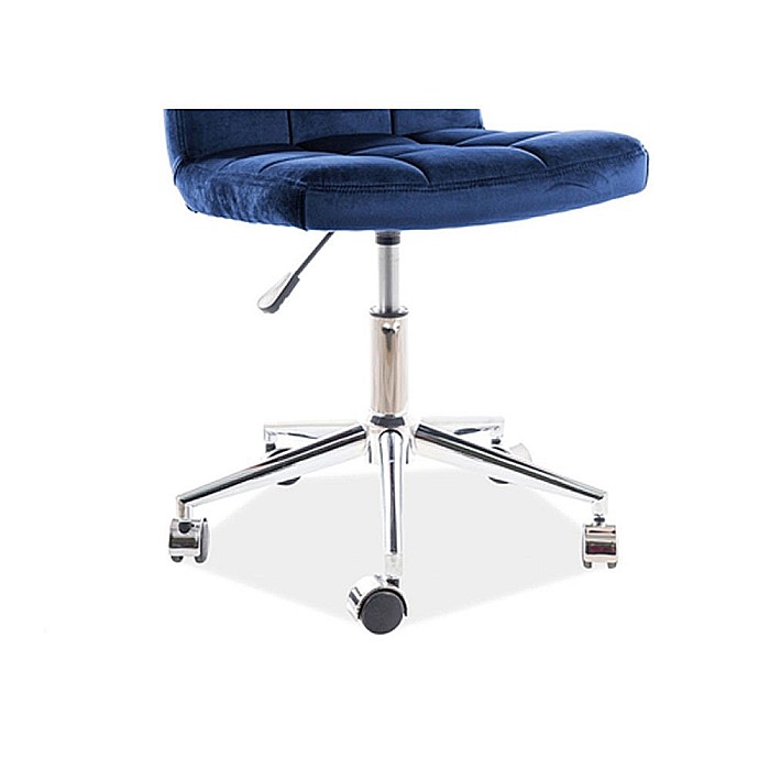 Scaun birou cu stofa tip catifea SL Q020, inaltime reglabila, cadru cromat, rotatie 360°, 90 kg, Albastru [4]