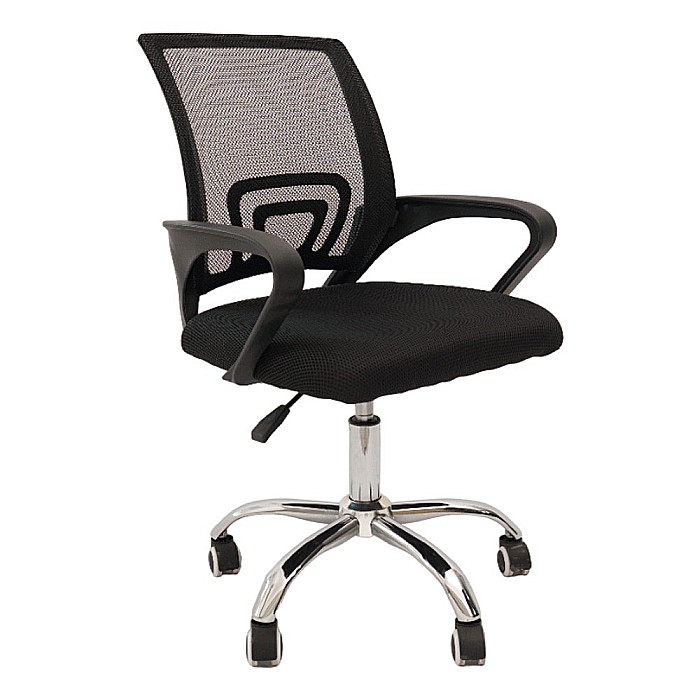 Scaun birou ergonomic AB002, mesh, inaltime reglabila, baza cromata, suport lombar, 90 kg, negru [5]