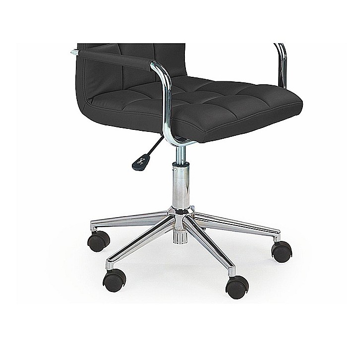 Scaun birou ergonomic, HM Gonzo 2, cadru cromat, tapiterie piele ecologica, mecanism de balans, roti pivotante, 90 kg, negru [5]