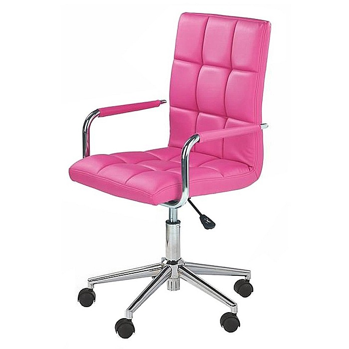 Scaun birou ergonomic, HM Gonzo 2, cadru cromat, tapiterie piele ecologica, mecanism de balans, roti pivotante, 90 kg, roz [2]