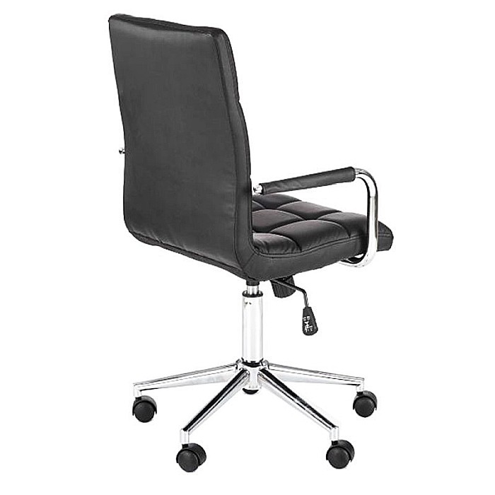 Scaun birou ergonomic, HM Gonzo 2, cadru cromat, tapiterie piele ecologica, mecanism de balans, roti pivotante, 90 kg, negru [3]