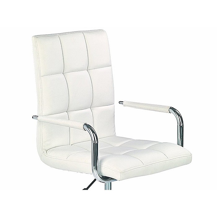 Scaun birou ergonomic, HM Gonzo 2, cadru cromat, tapiterie piele ecologica, mecanism de balans, roti pivotante, 90 kg, alb [5]