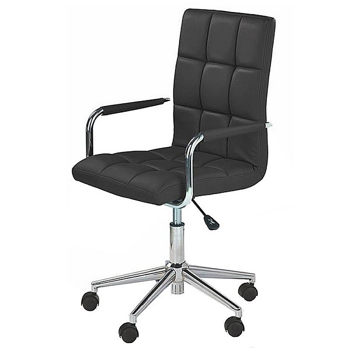 Scaun birou ergonomic, HM Gonzo 2, cadru cromat, tapiterie piele ecologica, mecanism de balans, roti pivotante, 90 kg, negru [2]