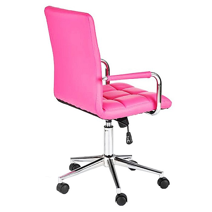 Scaun birou ergonomic, HM Gonzo 2, cadru cromat, tapiterie piele ecologica, mecanism de balans, roti pivotante, 90 kg, roz [3]