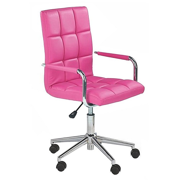Scaun birou ergonomic, HM Gonzo 2, cadru cromat, tapiterie piele ecologica, mecanism de balans, roti pivotante, 90 kg, roz [1]