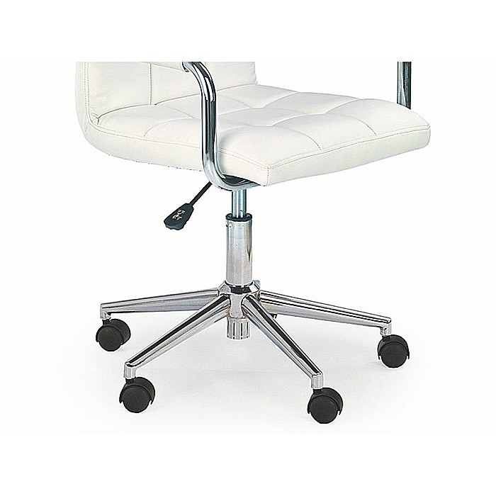 Scaun birou ergonomic, HM Gonzo 2, cadru cromat, tapiterie piele ecologica, mecanism de balans, roti pivotante, 90 kg, alb [6]