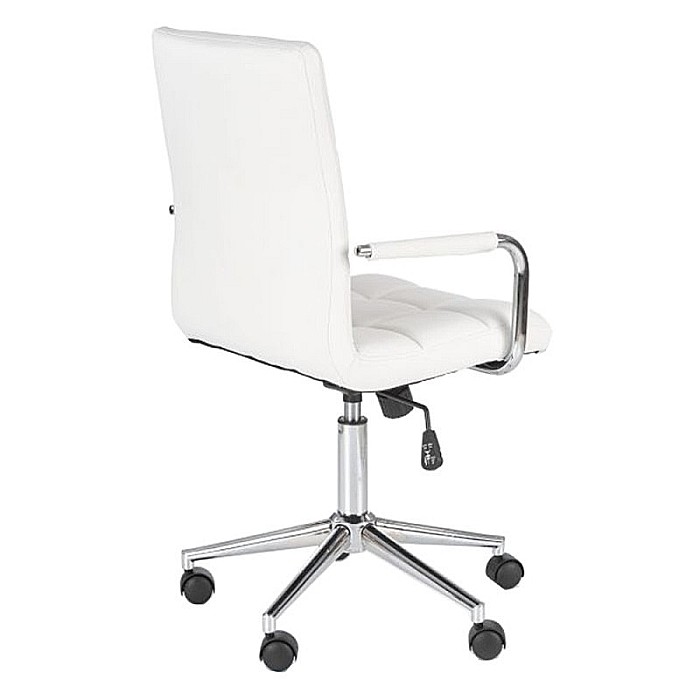Scaun birou ergonomic, HM Gonzo 2, cadru cromat, tapiterie piele ecologica, mecanism de balans, roti pivotante, 90 kg, alb [3]