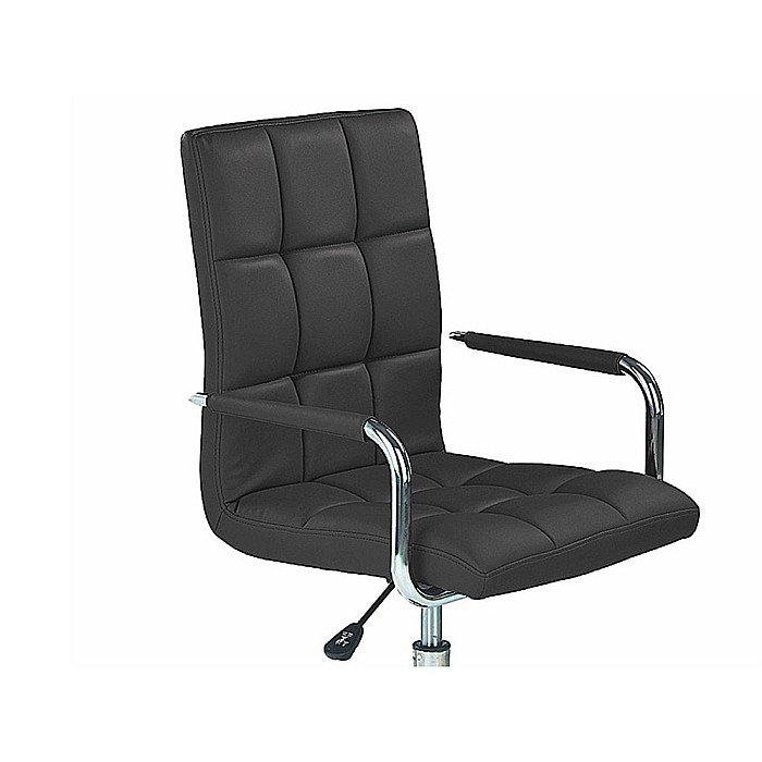 Scaun birou ergonomic, HM Gonzo 2, cadru cromat, tapiterie piele ecologica, mecanism de balans, roti pivotante, 90 kg, negru [4]