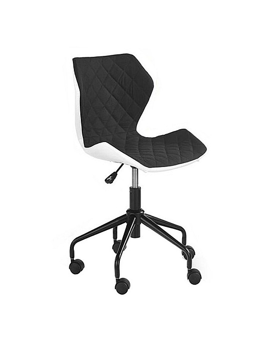 Scaun birou ergonomic, HM Matrix, stofa si piele ecologica, inaltime reglabila, rotire 360 ˚, 100 kg, alb/negru [1]