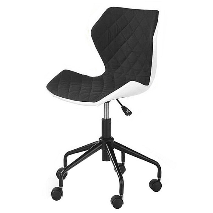Scaun birou ergonomic, HM Matrix, stofa si piele ecologica, inaltime reglabila, rotire 360 ˚, 100 kg, alb/negru [2]