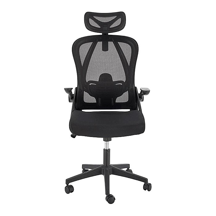 Scaun birou ergonomic HM Negro, mesh, mecanism balans, suport lombar, tetiera ajustabila,100 kg, negru [3]