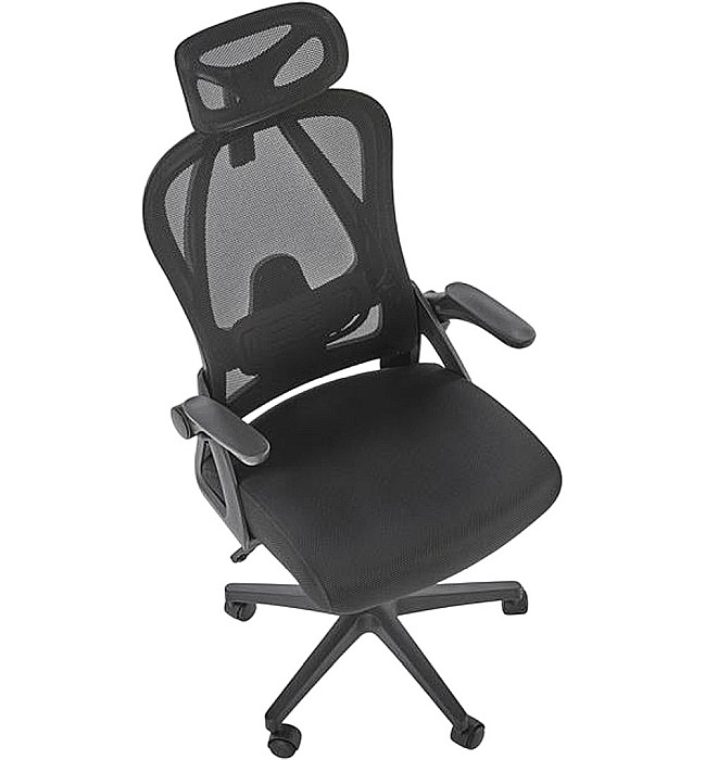 Scaun birou ergonomic HM Negro, mesh, mecanism balans, suport lombar, tetiera ajustabila,100 kg, negru [5]