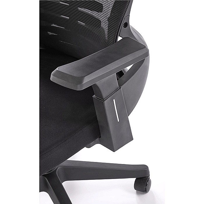 Scaun birou ergonomic HM Polon, mesh, mecanism inclinare, baza polipropilena, suport lombar, tetiera, 100 kg, negru [7]