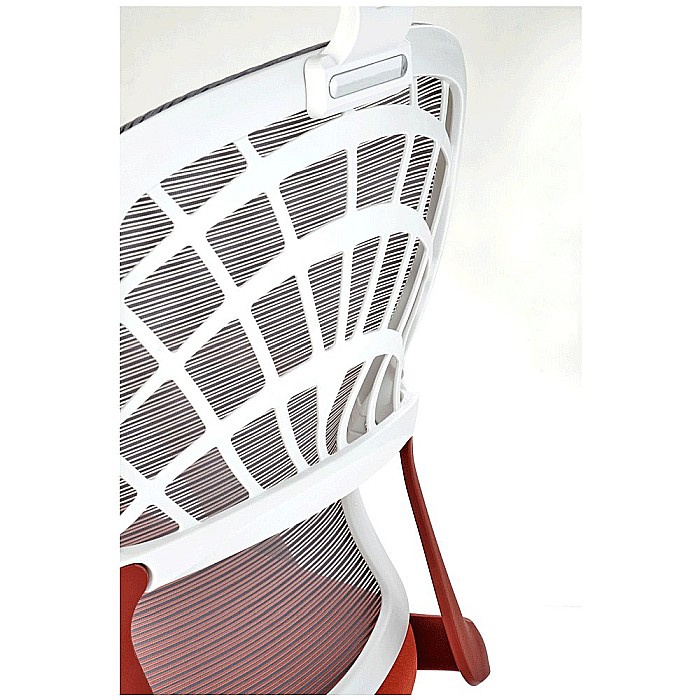 Scaun birou ergonomic HM Vesuvio 2, mesh, mecanism balans, baza polipropilena, suport lombar, tetiera reglabila, 120 kg, rosu scortisoara/gri/alb [8]
