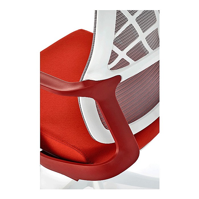 Scaun birou ergonomic HM Vesuvio 2, mesh, mecanism balans, baza polipropilena, suport lombar, tetiera reglabila, 120 kg, rosu scortisoara/gri/alb [6]