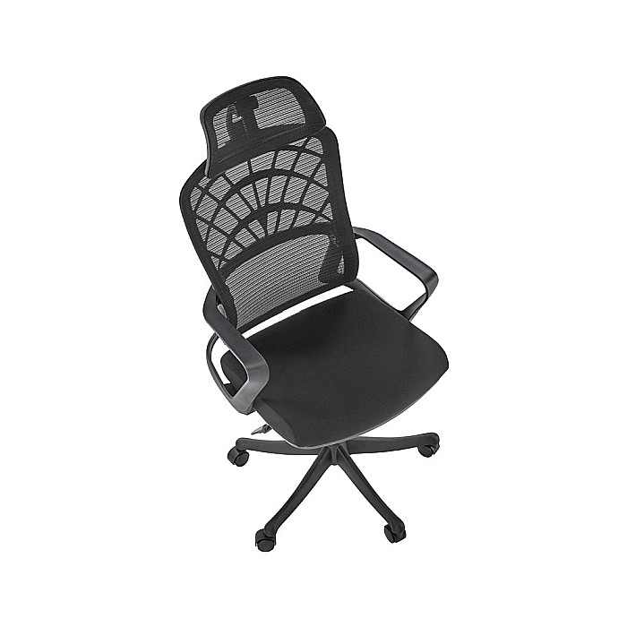Scaun birou ergonomic HM Vesuvio, mesh, mecanism balans, baza polipropilena, suport lombar, tetiera ajustabila,120 kg, negru [5]