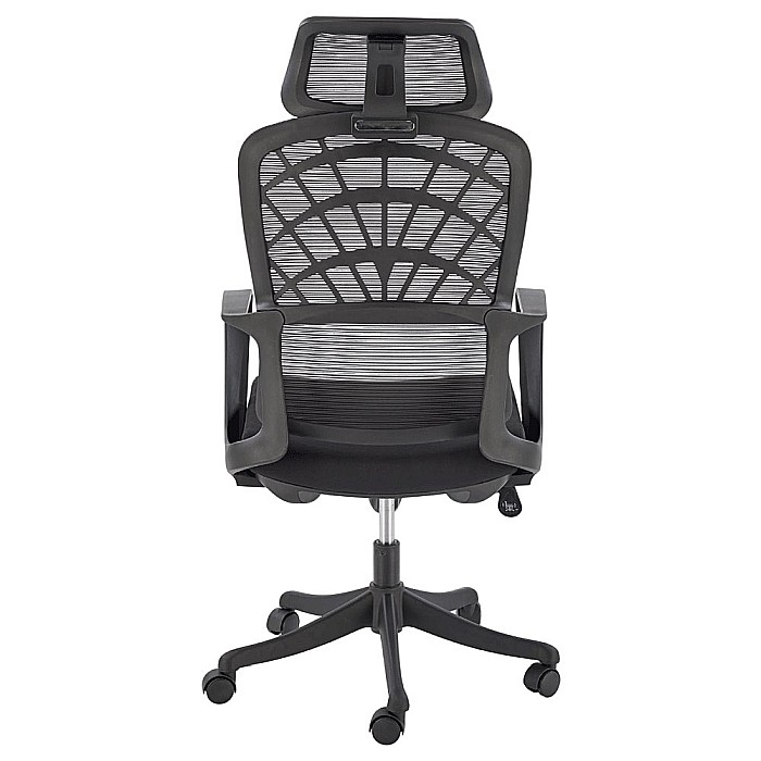 Scaun birou ergonomic HM Vesuvio, mesh, mecanism balans, baza polipropilena, suport lombar, tetiera ajustabila,120 kg, negru [4]