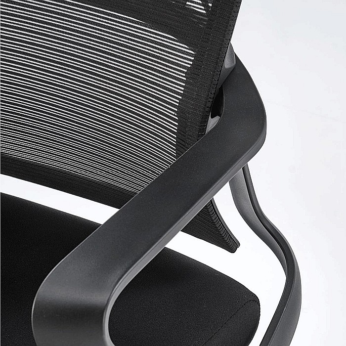 Scaun birou ergonomic HM Vesuvio, mesh, mecanism balans, baza polipropilena, suport lombar, tetiera ajustabila,120 kg, negru [11]