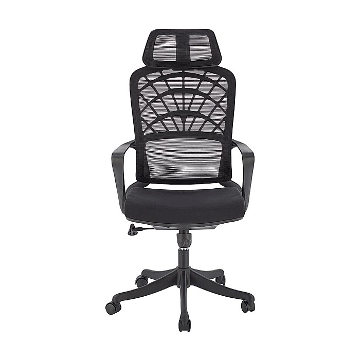 Scaun birou ergonomic HM Vesuvio, mesh, mecanism balans, baza polipropilena, suport lombar, tetiera ajustabila,120 kg, negru [6]