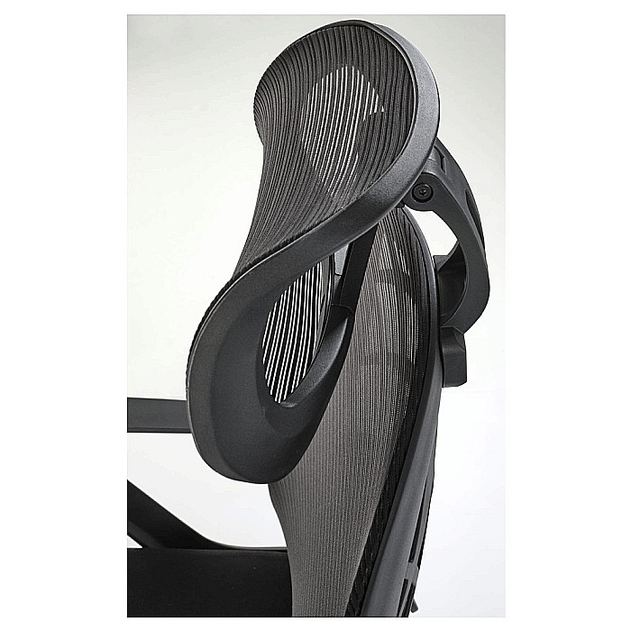 Scaun birou ergonomic HM Vesuvio, mesh, mecanism balans, baza polipropilena, suport lombar, tetiera ajustabila,120 kg, negru [10]