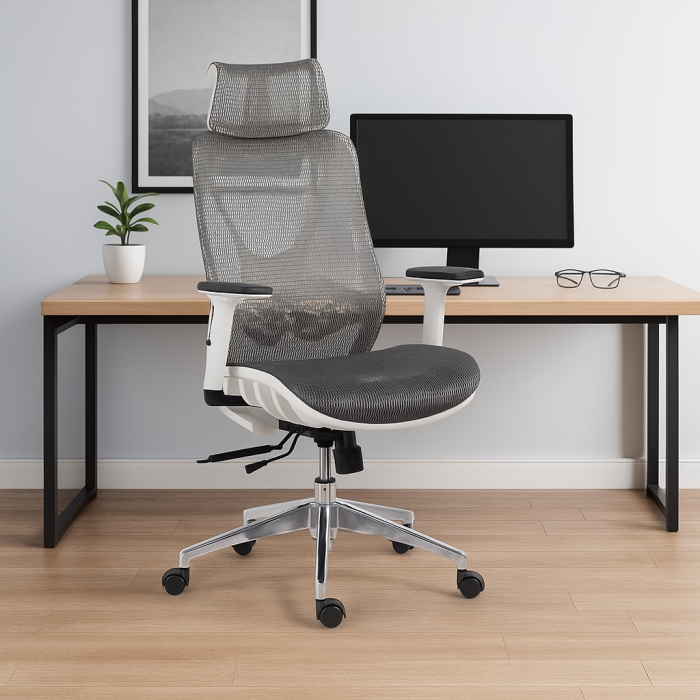 Scaun birou ergonomic multifunctional SYYT 9503, mesh, mecanism multiblock, tetiera reglabila 2D, 120 kg, gri [1]