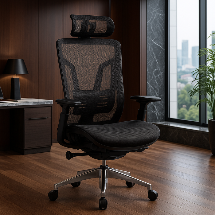 Scaun birou ergonomic multifunctional SYYT 9506, mesh, suport lombar reglabil, cotiere ajustabile,120 kg, negru [1]