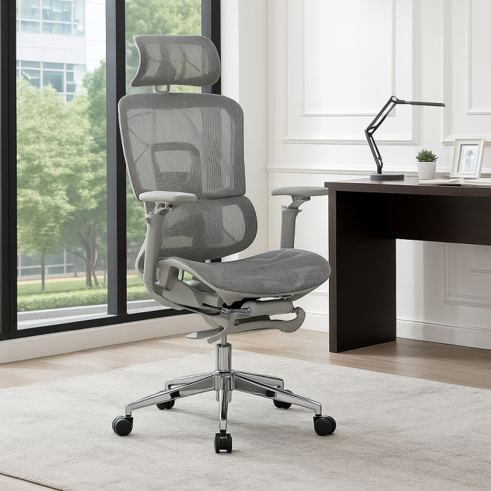 Scaun birou ergonomic multifunctional SYYT 9520, mesh, sezut culisabil, brate 4D, role gumate, 120 kg, gri [2]