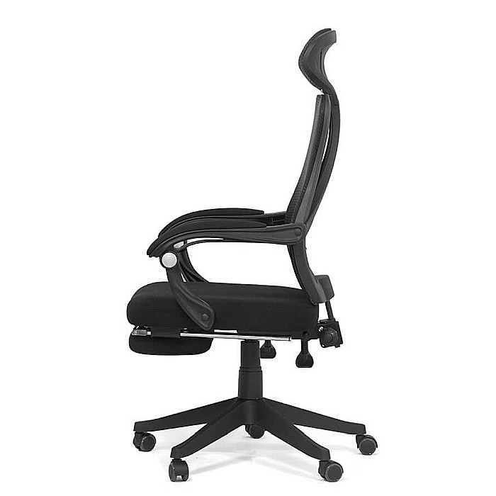 Scaun birou ergonomic OFF 927, mesh, recliner, suport picioare retractabil, 100 kg, negru [2]