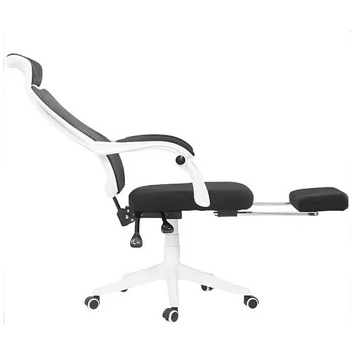 Scaun birou ergonomic OFF 927, mesh, suport picioare ajustabil, functie recliner, suport lombar, tetiera detasabila, 100 kg, alb [4]