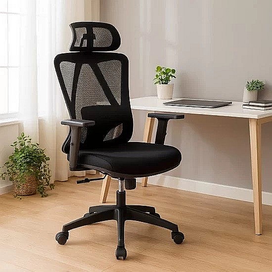 Scaun birou ergonomic OFF987, mesh, mecanism a-sincron, cotiere reglabile, 110 kg, negru [8]