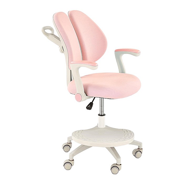 Scaun birou ergonomic pentru copii HM Panco, ajustabil pe inaltime si adancime, mesh, suport pentru picioare, roz [2]