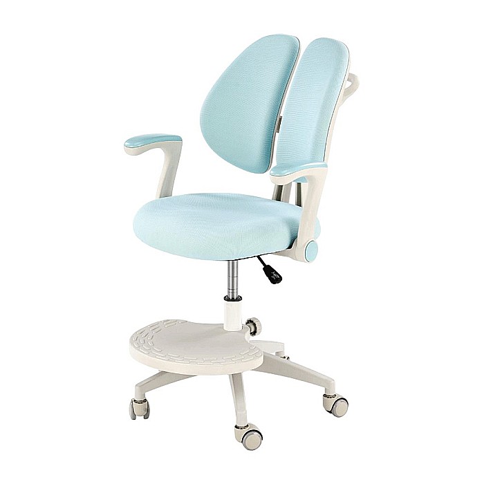 Scaun birou ergonomic pentru copii HM Panco, ajustabil pe inaltime si adancime, mesh, suport pentru picioare, 70 kg, bleu [2]