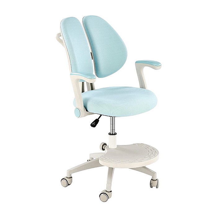 Scaun birou ergonomic pentru copii HM Panco, ajustabil pe inaltime si adancime, mesh, suport pentru picioare, 70 kg, bleu [1]